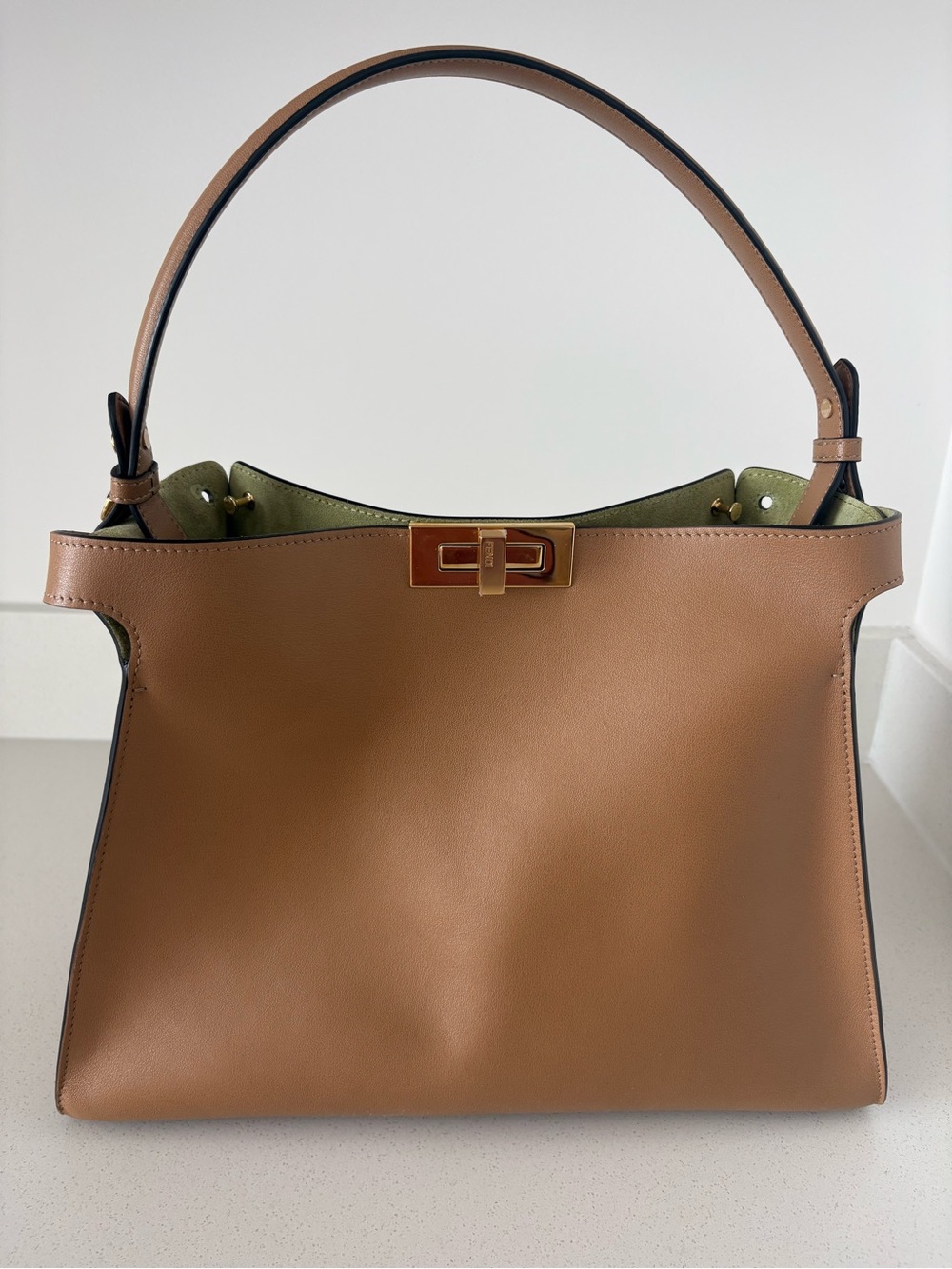 Fendi Way Medium in Tan (with Green interior)